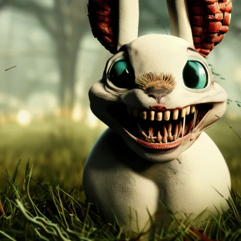 A White Bunny Rabbit Sitting Next To A Wicker Basket Of East... — Stable Diffusion AI Prompt: a white bunny rabbit sitting next to a wicker basket of easter eggs, by ,