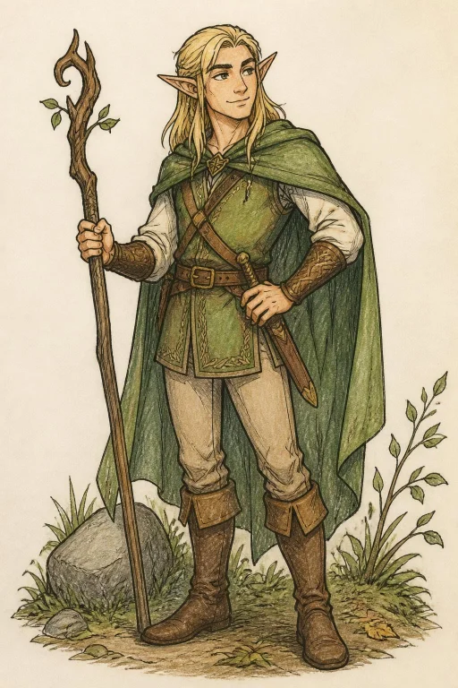 Fantasy Cartoon Art Of An Elf, Hand Drawn