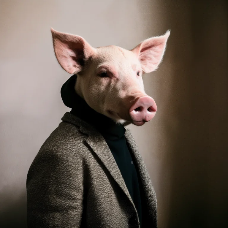 Raw Photo, Animal, A Portrait Photo Of Manpig2 Humanoid In C...