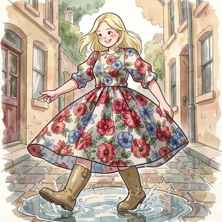 A Whimsical Storybook Illustration Of A Fliratious College-a...