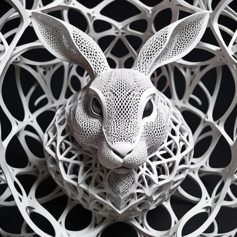 Intricate, Detailed, Gyroid, Lattice Structure, Rabbit