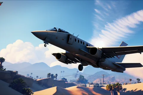 Gta5 Loading Screen 2d Art, Flying Jet In The Sky, Cinematic... — Stable Diffusion AI Prompt: GTA5 Loading Screen 2D art, Flying Jet in the sky, cinematic composition, shader...