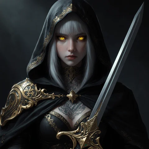 Highly Detailed, A Sliver-haired, Beautiful Girl With Pierci... — FLUX AI Prompt: highly detailed, a sliver-haired, beautiful girl with piercing yellow eyes, set...