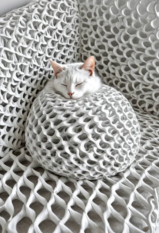 Gyroid, Gyroid Lattice, Photorealistic, A Sleeping Housecat...