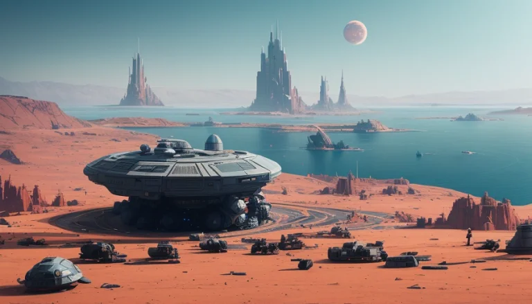 A Science Fiction Spaceship Fighting In Deep Space Ian Mcque...