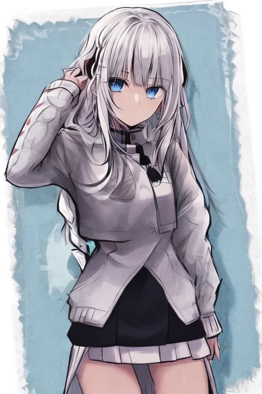 Haruilong Hair, White Hair, Single Braid, Blue Eyes,