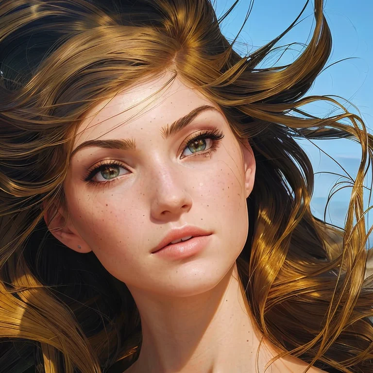 Very Beautiful, Beautiful Face, A Mermaid With A Golden Fish...