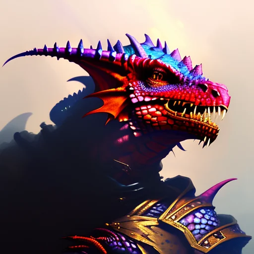 Close-up Portrait Of A Rose Madder Dragonbornperson, Fantasy...