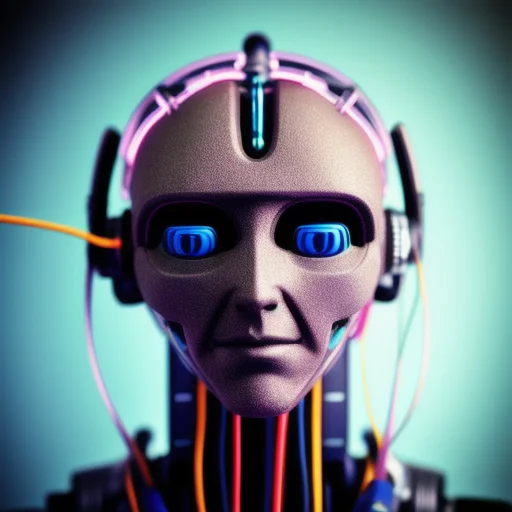 An Humanoid With An Open Head That Has Wires Protruding From...