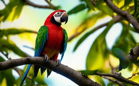 A 3d Render Of A Majestic Photograph Of A Colorful Parrot Pe... — Stable Diffusion AI Prompt: A 3D render of a majestic photograph of a colorful parrot perched on a branch ,...