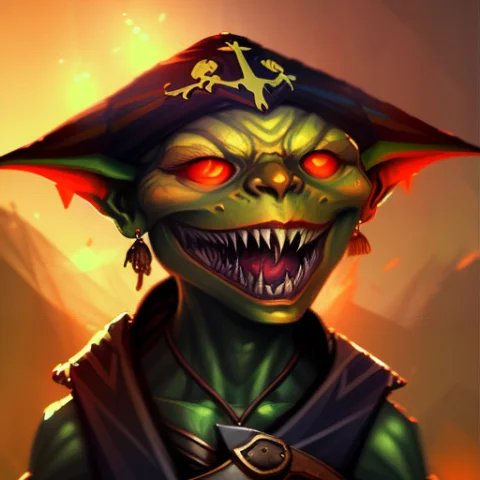 Close-up Portrait Of Assyria Pathfindergoblin, Pirate Volume... — Stable Diffusion AI Prompt: Close-up Portrait of Assyria Pathfinder_Goblin, Pirate Volumetric lighting, conc...