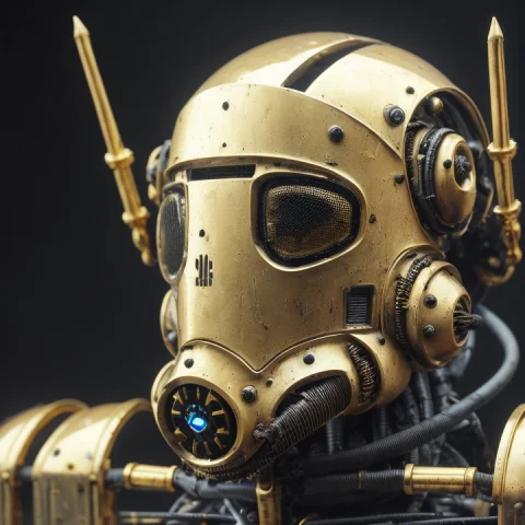 Hypernetdr0ne11 Ancient Abandoned Weared Out Gold Plated And... — Stable Diffusion AI Prompt: ancient abandoned weared out gold plated and mate black dirty humanod stormtroo...