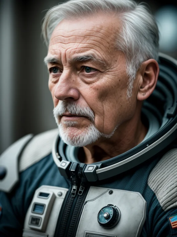 Older Man, Weathered Skin, Looking Into The Distance, Intens...