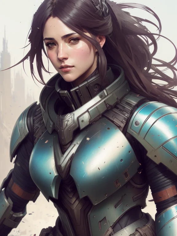 Art By Wadim Kashin1.1, A Woman In Armor, Intricate Details,...