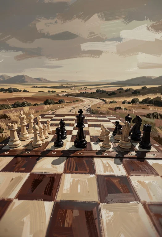 A Chessboard Landscape Stretching To The Horizon, Expressive...