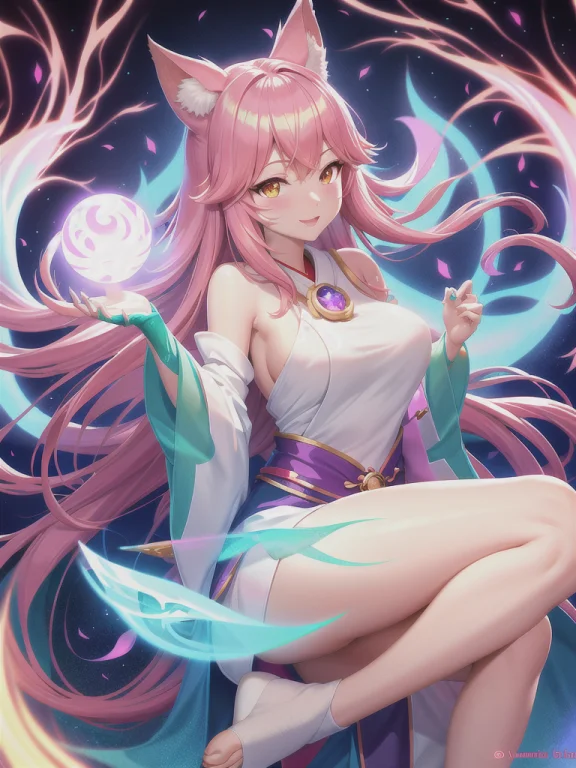 Portrail  Ahri  Holding A Glowing Ball  The Nine - Tailed Fo...