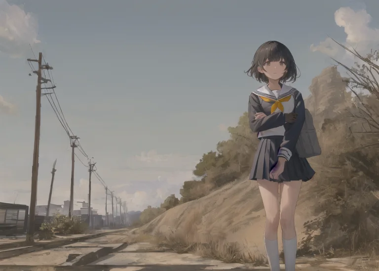 Masterpiece,best Quality,1girl, From Below, Solo, School Uni...