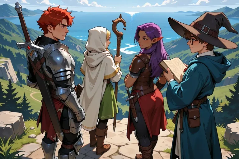 Fantasy Game Cg, Safe A Party Of Four Adventurers Fighter, C...