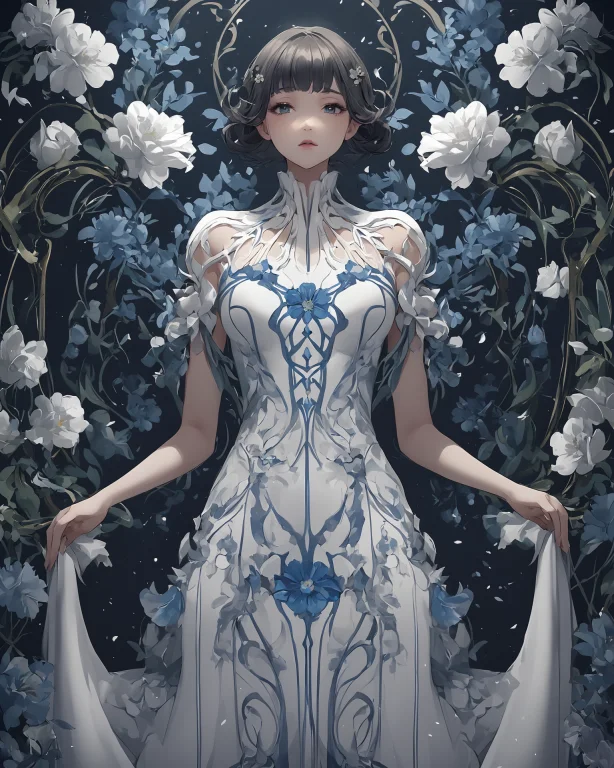 Floral Art Nouveau Dress,loravalyrian Lord0.0,dark Asdxohnxs...