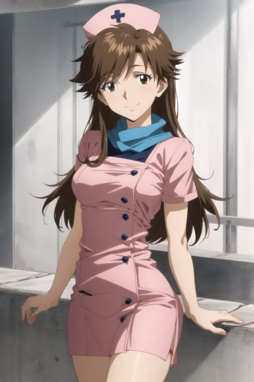 Suzuhara Sakura, Nurse Cap, Blue Scarf, Brown Eyes, Brown Ha...