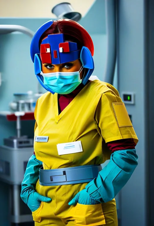 Mandalorian Icu Nurse In Yellow Ppe Scrubs In Photo
