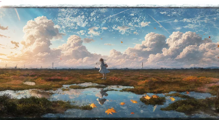 Multicolor Sky, Cumulus Cloud, Particles Of Light. Fallen Le...