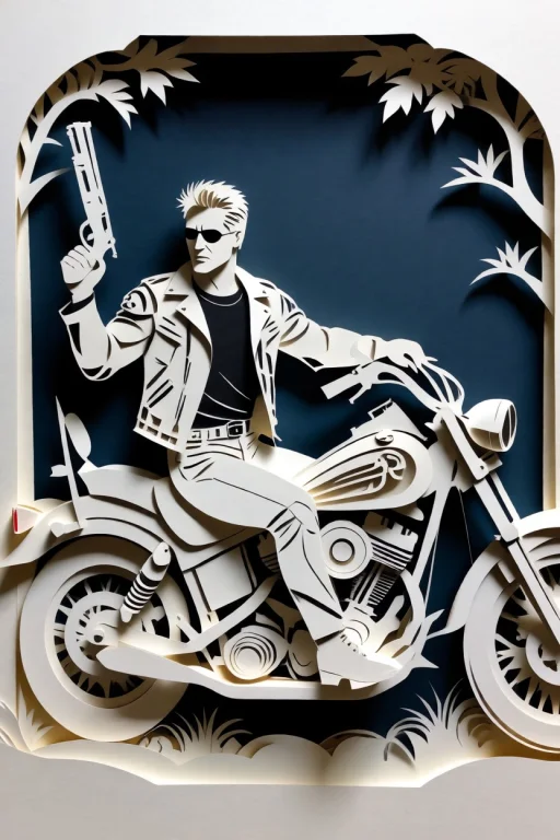 Paprct, Terminator 2 Movie Poster Made As A Layered Paper-cu...