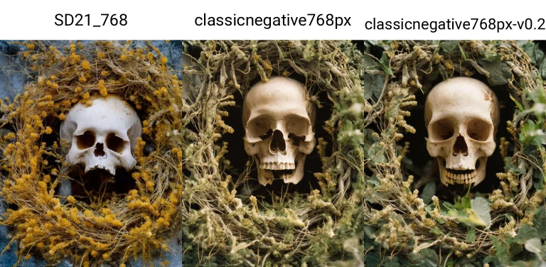 Classicnegative Photo, A Cracked White Moldy Skull With A Go...