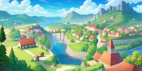 Village, Landscape, Scenery, Detailed, Masterpiece — Stable Diffusion AI Prompt: village, landscape, scenery, detailed, masterpiece