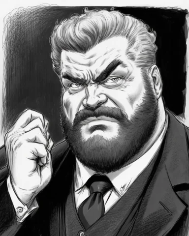 A Black And White Drawing Of A Man With A Beard, A Character... — Stable Diffusion AI Prompt: a black and white drawing of a man with a beard, a character portrait, inspired...