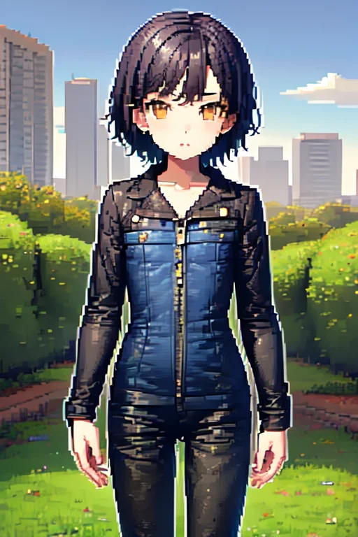 1girl, Solo, Standing, Outdoors, Flat Color,