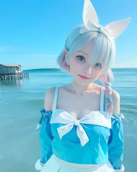 Raw Photo, A Portrait Of 20 Yo Woman, White Hairband, Bow Ha...