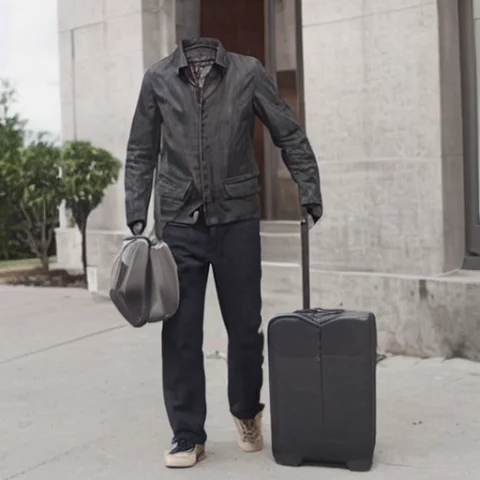 Man Holding Luggage On The Street Corner — Stable Diffusion AI Prompt: man holding luggage on the street corner