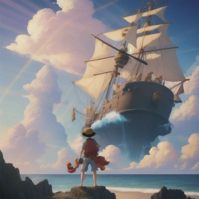 Wanostyle, Portrait Of Monkeydluffy Standing On A Tall Cliff...