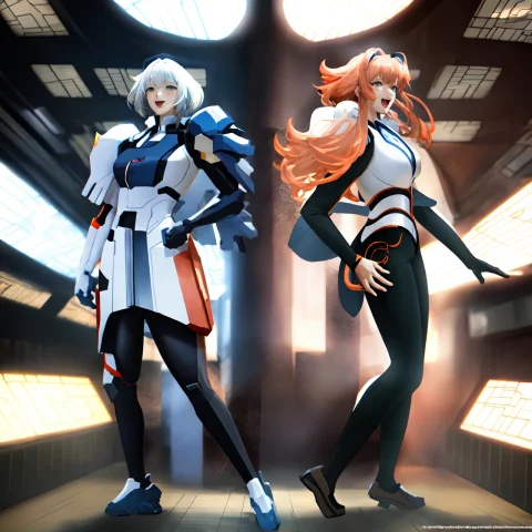 Anime, Vibrant Colors1, 2 Woman Screaming, Standing Pose, Il... — Stable Diffusion AI Prompt: Anime, (vibrant Colors:1), 2 Woman Screaming, Standing Pose, ilya kuvshinov, dig...