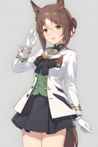 Fine Motion Umamusume, Shoubufuku, White Jacket, Open Clothe... — Stable Diffusion AI Prompt: fine motion \(umamusume\), shoubufuku, white jacket, open clothes, black bow, bu...