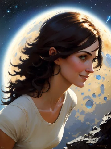 Wite Skin, Tomboy Running On The Moon In Low Gravity, Big Ey... — Stable Diffusion AI Prompt: wite skin, (tomboy running on the moon in low gravity), big eyes, cheeky smile,...