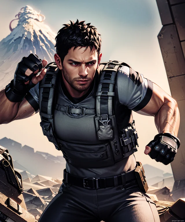 1boy, Re5dfield Punching Giant Stone, Fists, Fingerless Glov...