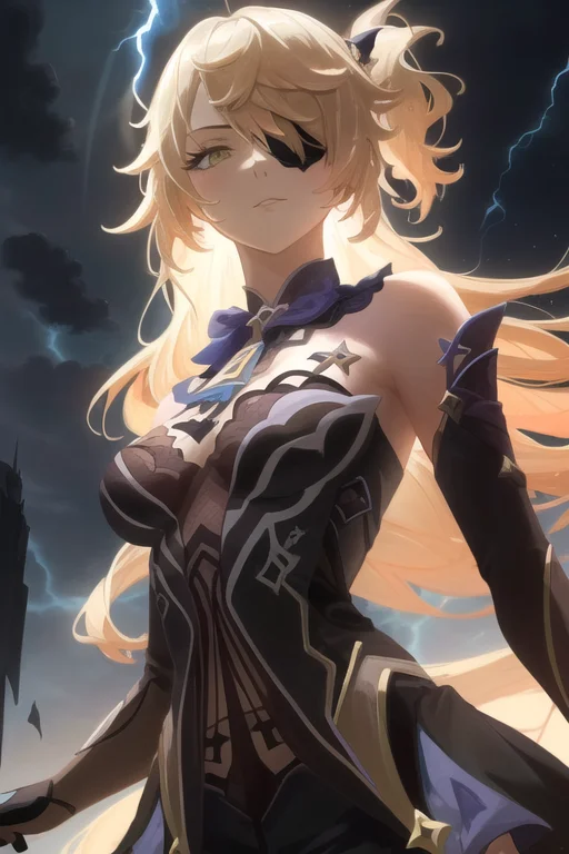 1girl, Solo, Fischl Genshin Impact, Blonde Hair Lorafischlge...