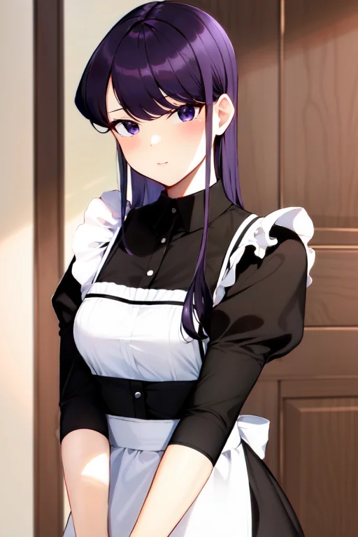 Komi Shouko, 1girl, Apron, Black Eyes, Komi-san Wa Komyushou...