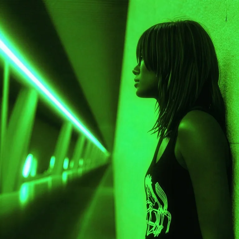 Girl Waiting For A Metro, Greenscaled Lighting
