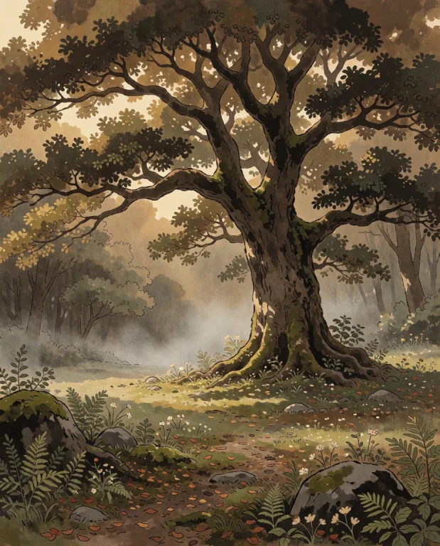 Storybook Drawing A Warm, Gentle Illustration Of A Magnifice...