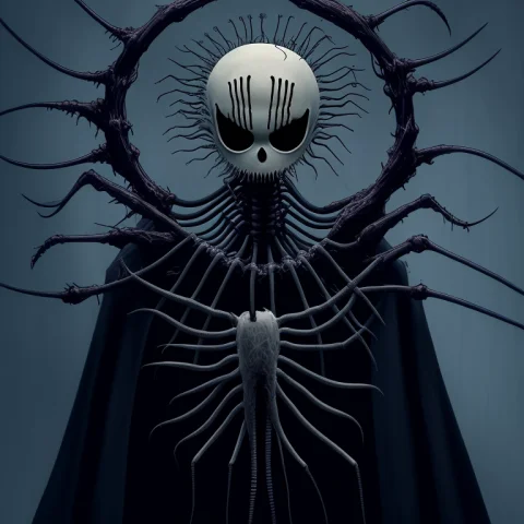 Art By Embbontrex-225, Very Tall Creature Is A Slenderman, G... — Stable Diffusion AI Prompt: art by EMB_bontrex-225, ((very tall creature is a slenderman)), gothic ornaments...