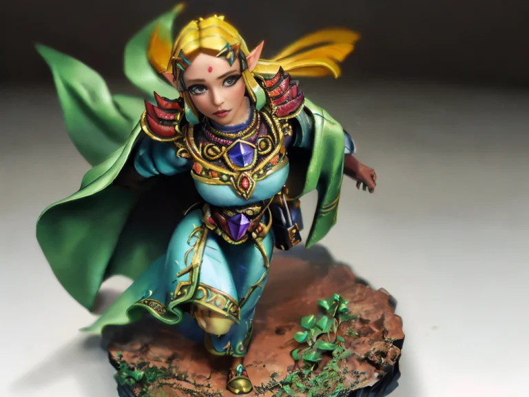 A Painted Miniature Of Female Princesszelda,on A Base,in Jun...