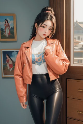 1girl, Lorawuguangyu10240.8, Exotic Peach English Mastiff Se... — Stable Diffusion AI Prompt: 1girl, , Exotic Peach [English Mastiff| Seagull], wearing Leather jacket and leg...