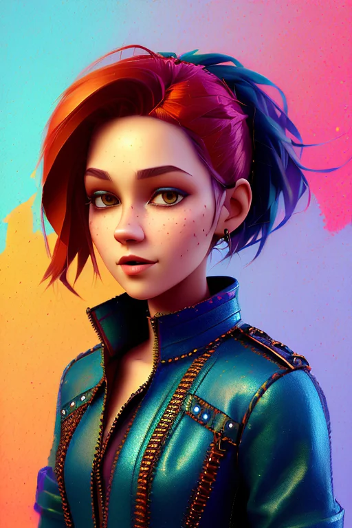 Pixarstyle1.25 A Waist-length Portrait Of A Punk Girl In A L...