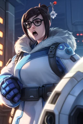Mei, Confident Pose, Reaching, Fur-trimmed Coat, Looking At... — Stable Diffusion AI Prompt: mei, confident pose, reaching, fur-trimmed coat, looking at the horizon, glasses...