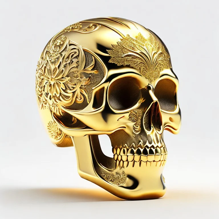 To8highkey Style Product Shot Of A Gold Skull, Intricate Car...