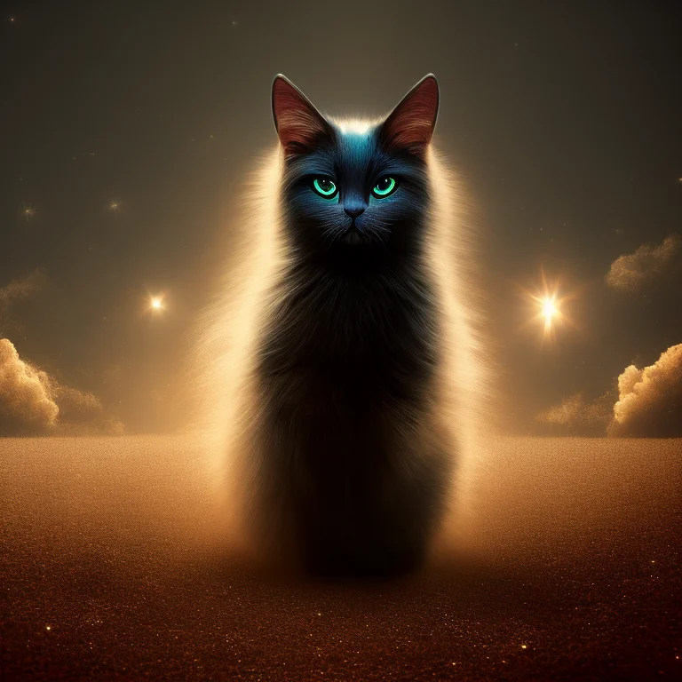 Oldjourney A Mystical Spirit Cat, An Otherworldly Mist Surro...