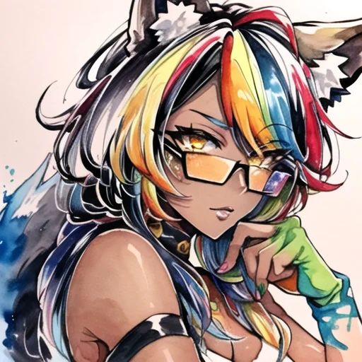Masterpiece, 1girl, Wolf Ears, Animal Ear Fluff, Tail, Dark...